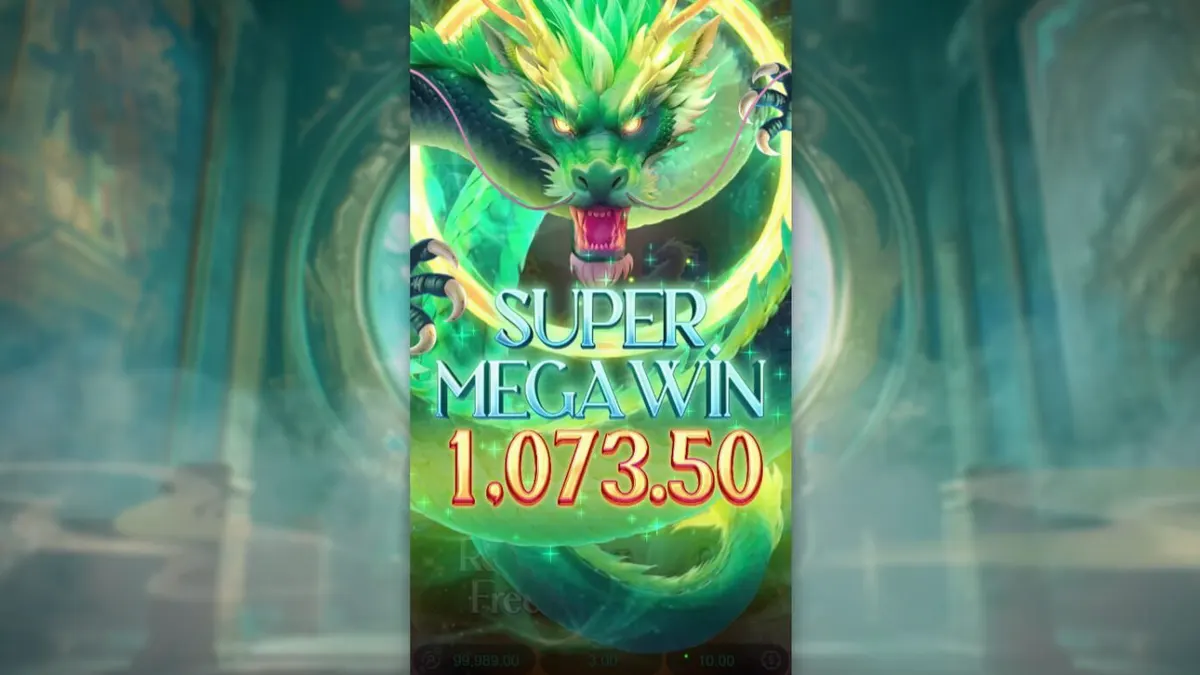 Cena dramática do slot Mythical Guardians com elementos da mitologia chinesa e símbolos dourados