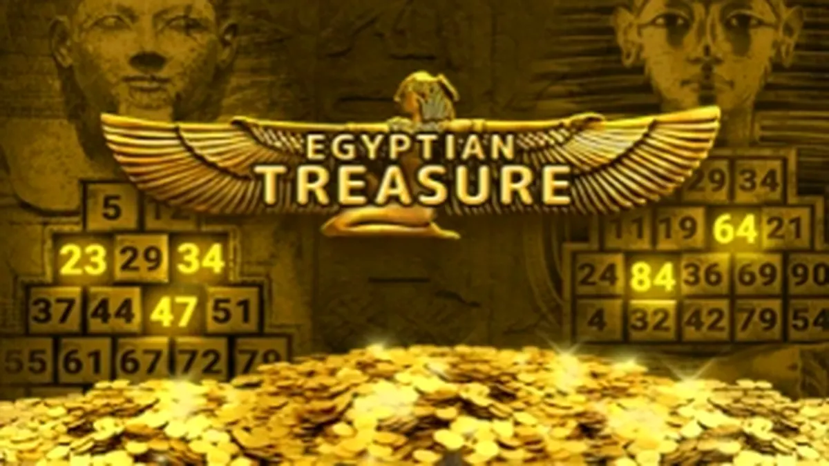 Interface do jogo de slot Egyptian Treasure com tema egípcio