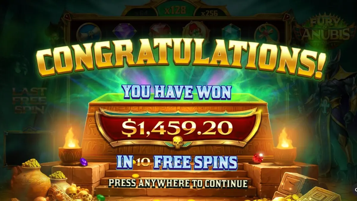 Interface do slot Fury of Anubis com temática egípcia